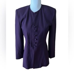 Casual Corner Purple Long Sleeve Button Front Structured Blouse Vintage Career T